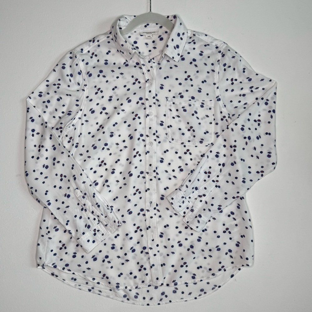 BEACHLUNCHLOUNGE Alessia Daisy Print Cotton Button-up Shirt Blouse  M